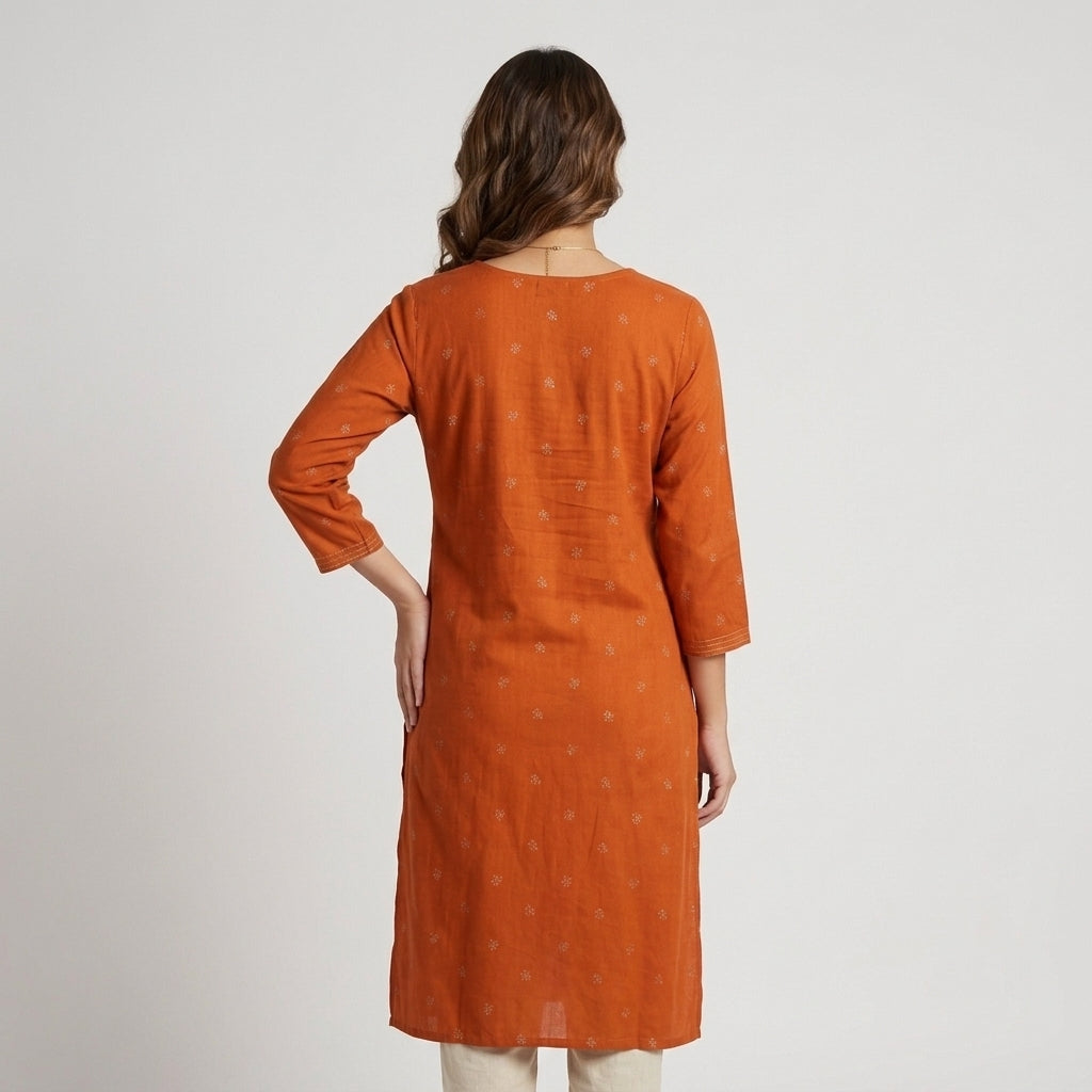 Embroidered Yoke Long Kurta