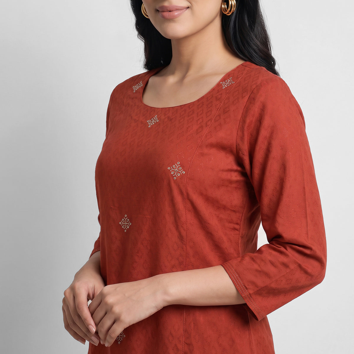 Cotton Embroidered Straight Kurta