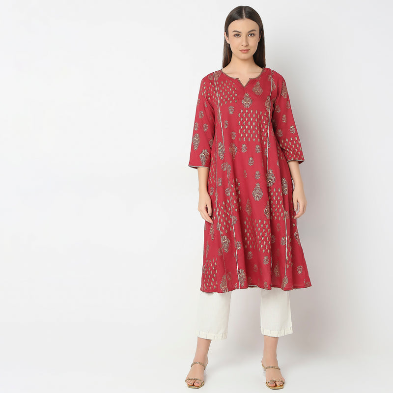 Flare Fit Printed Kurta