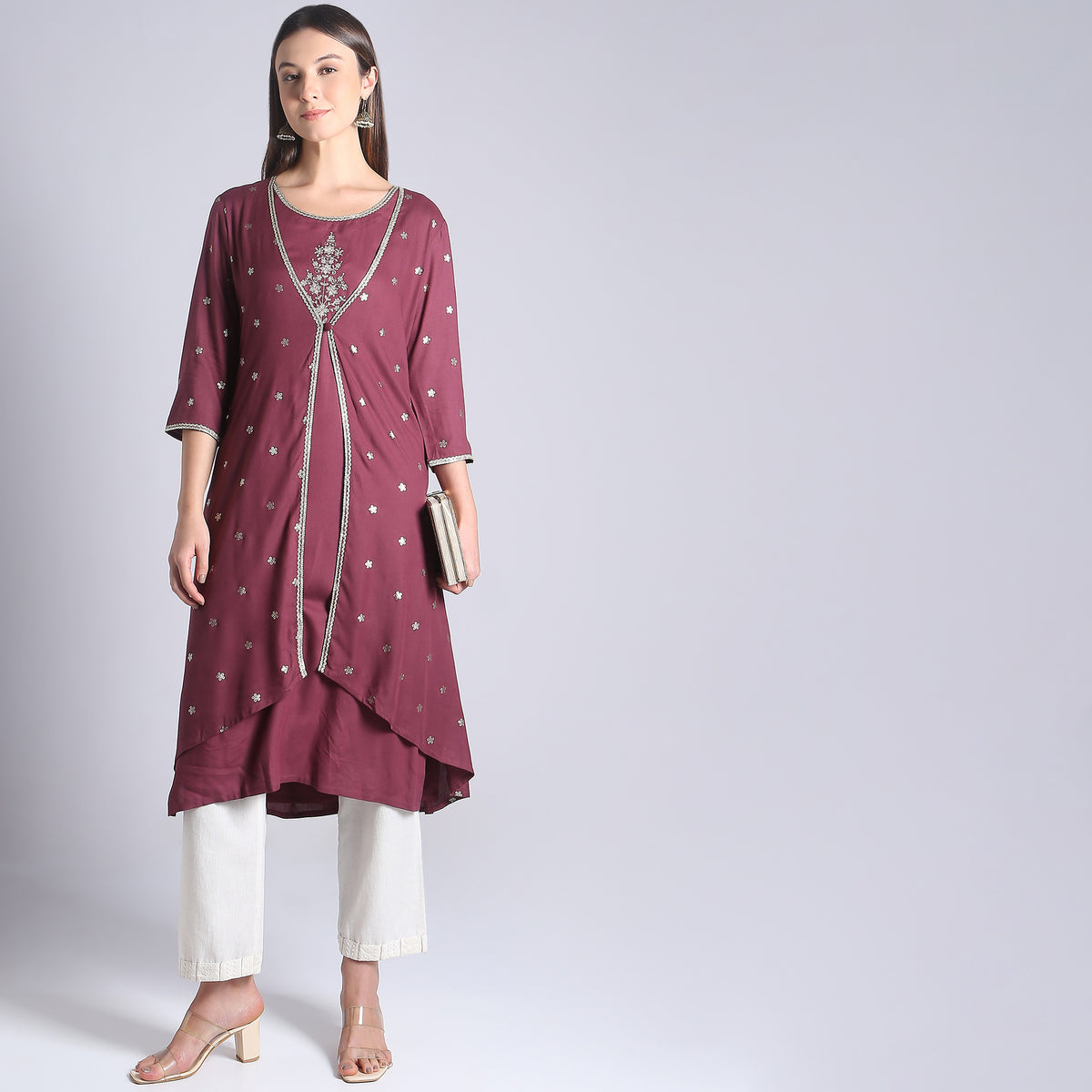 Flare Fit Embroidered Kurta