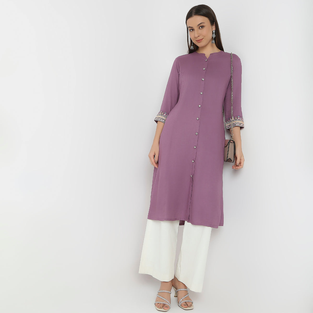 Flare Fit Embroidered Kurta