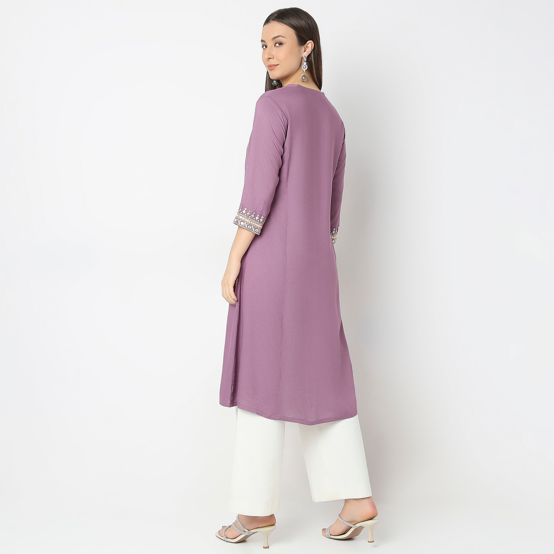 Flare Fit Embroidered Kurta