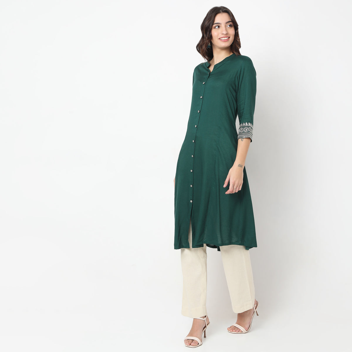 Flare Fit Embroidered A-Line Kurta