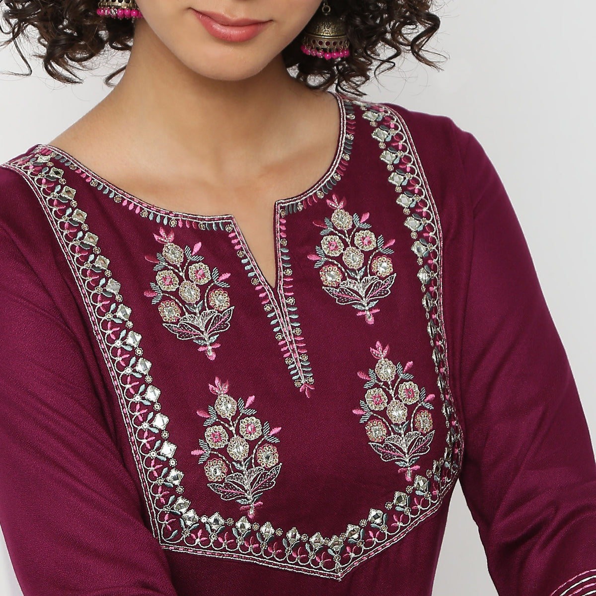 Flare Fit Embroidered A-Line Kurta