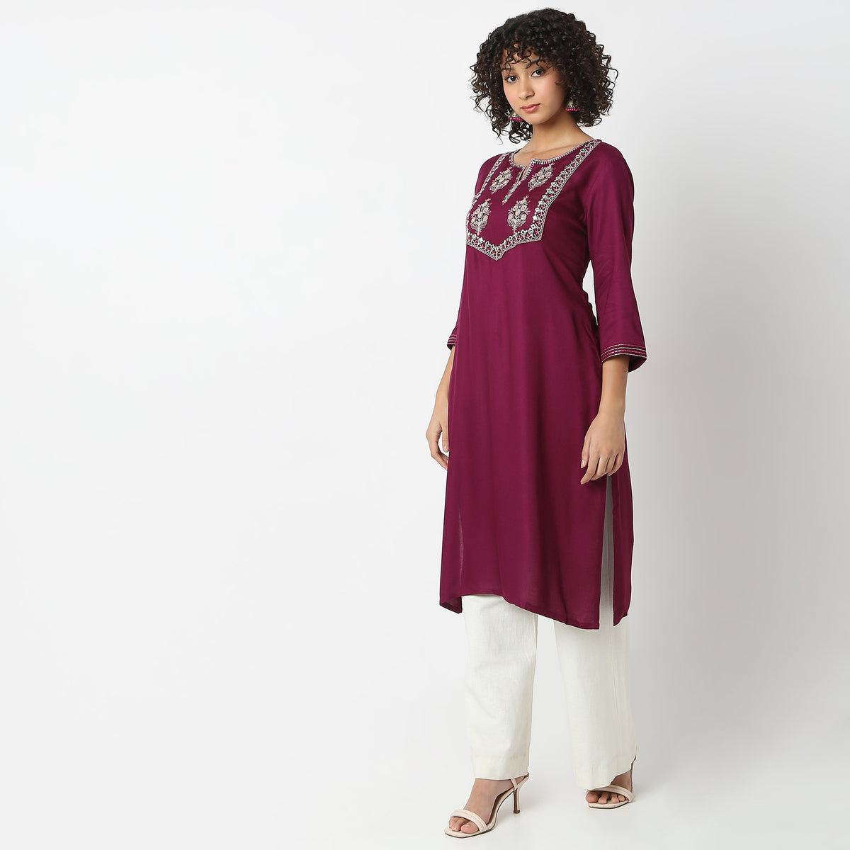 Flare Fit Embroidered A-Line Kurta