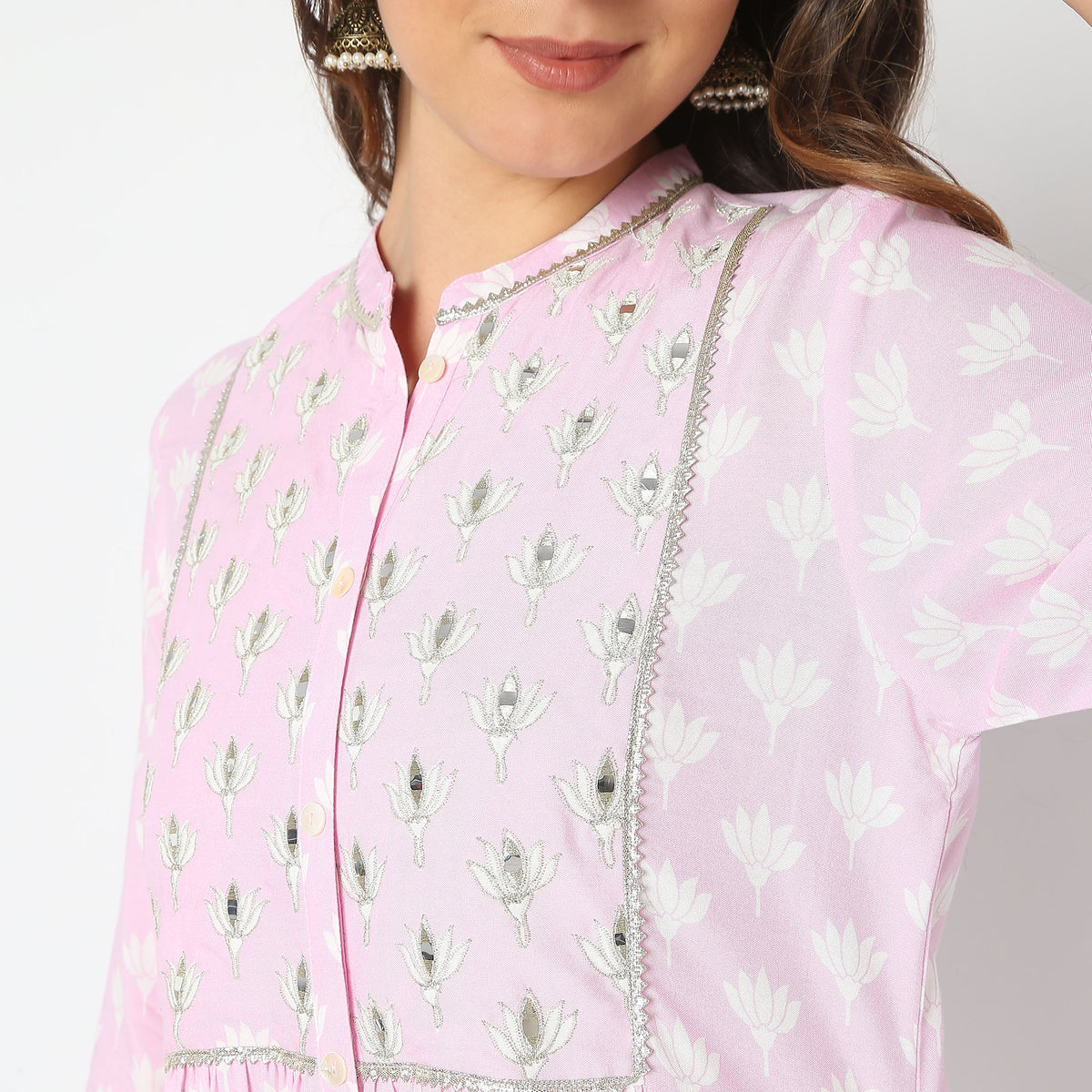 Flare Fit Printed Kurta