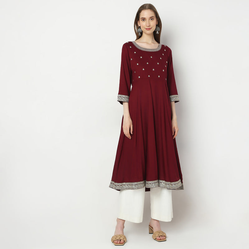 Flare Fit Embellished Kurta