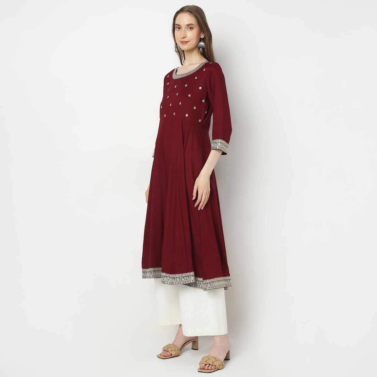 Flare Fit Embellished Kurta