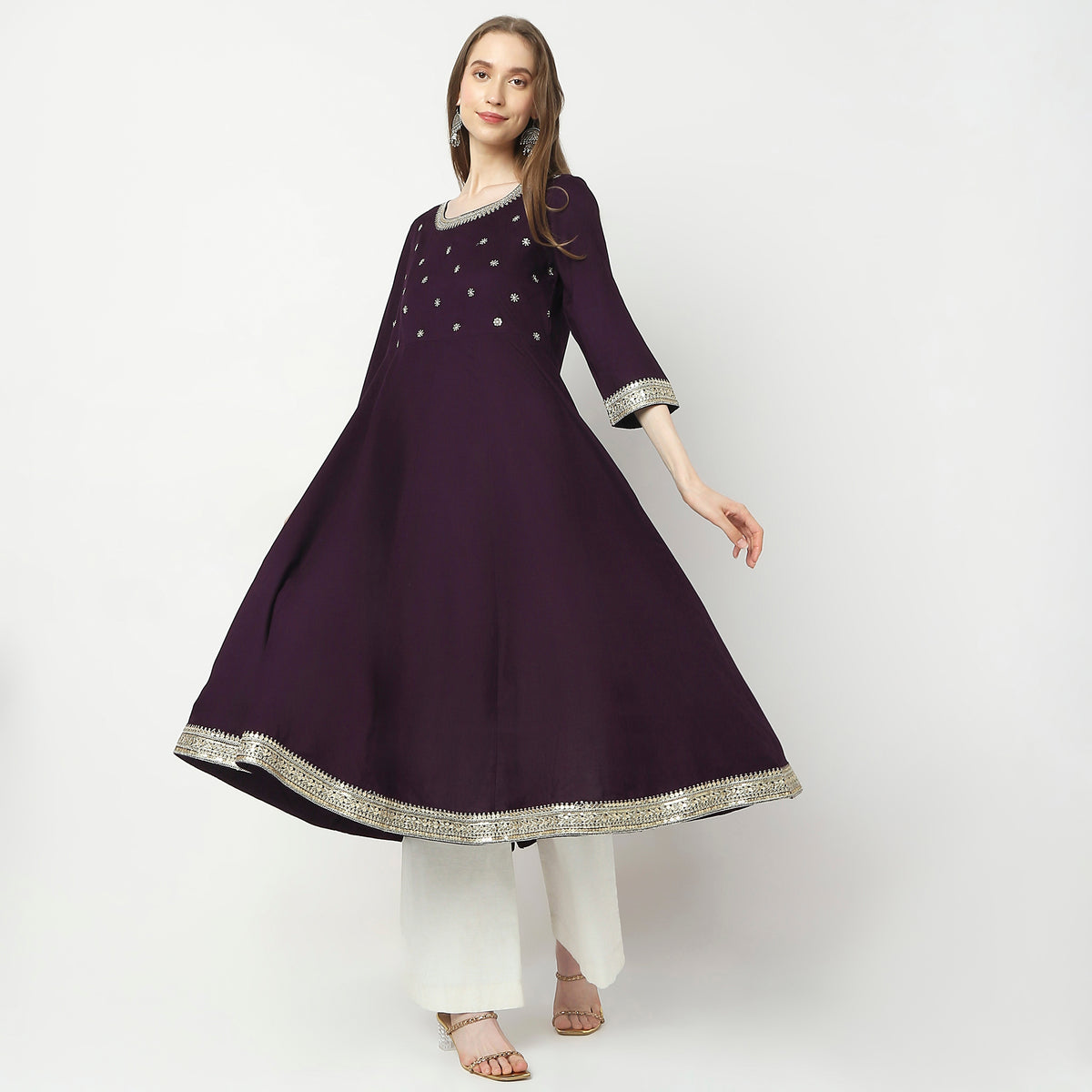 Flare Fit Embellished Kurta