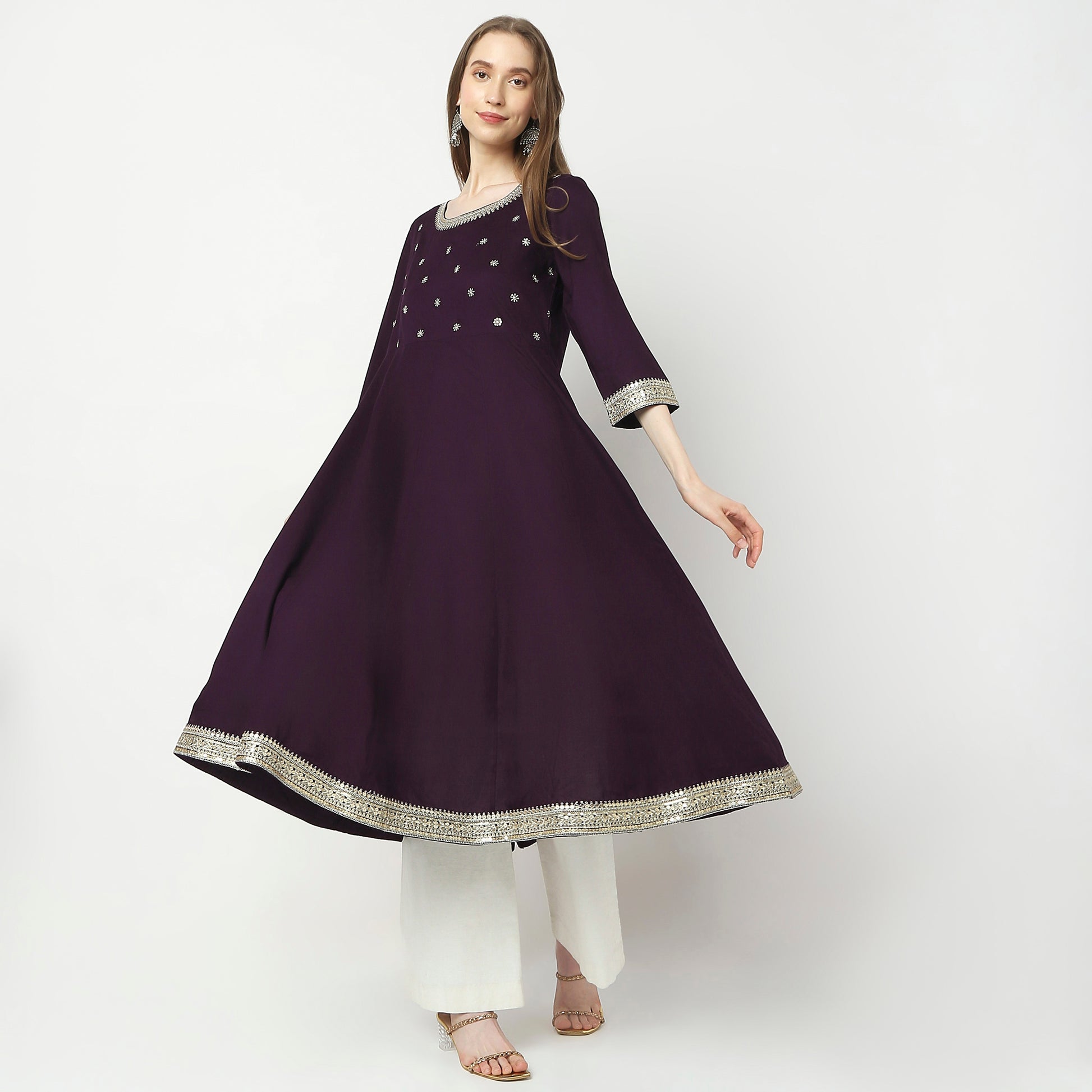 Flare Fit Embellished Kurta