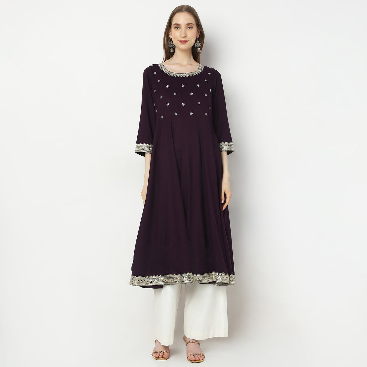 Flare Fit Embellished Kurta