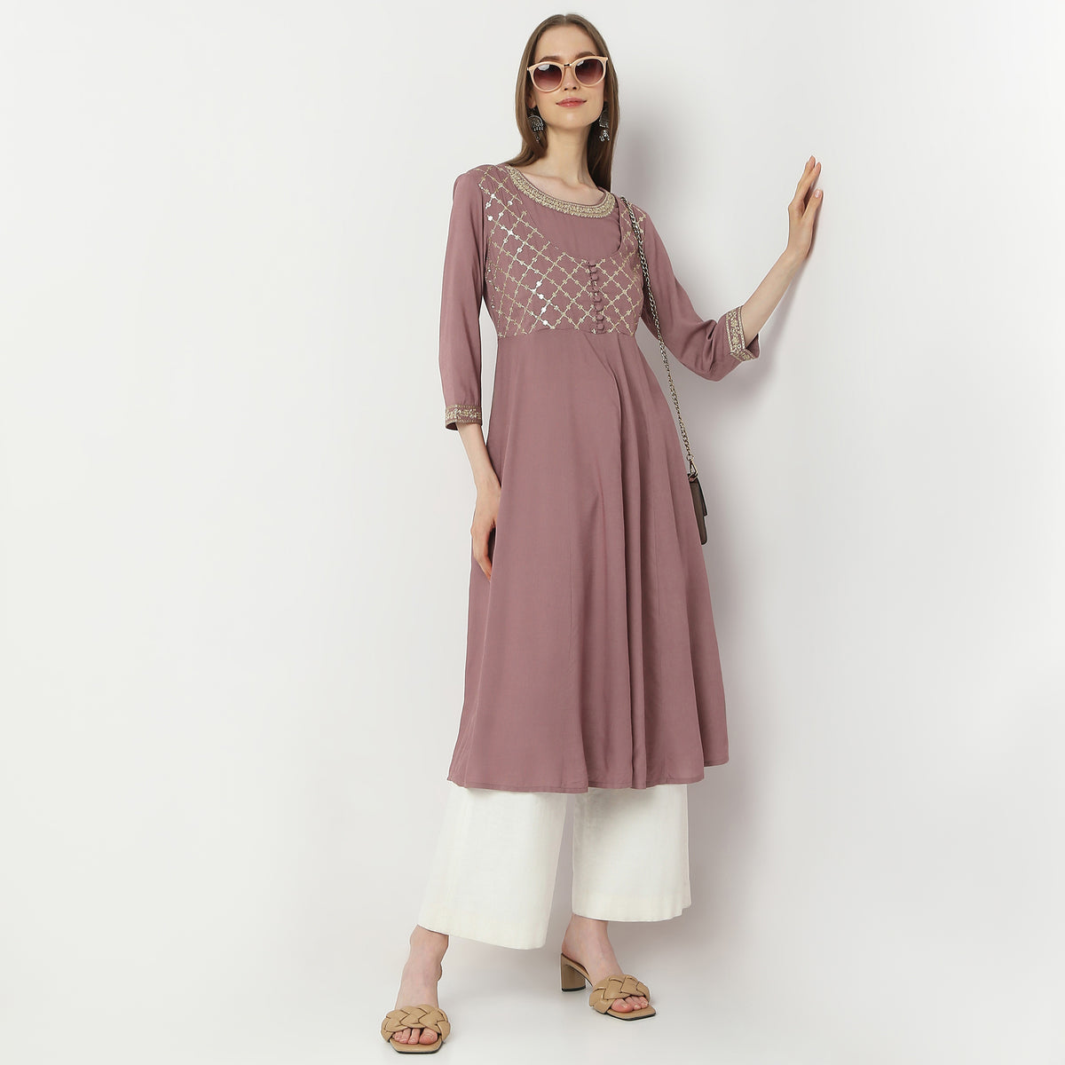 Flare Fit Embellished Kurta