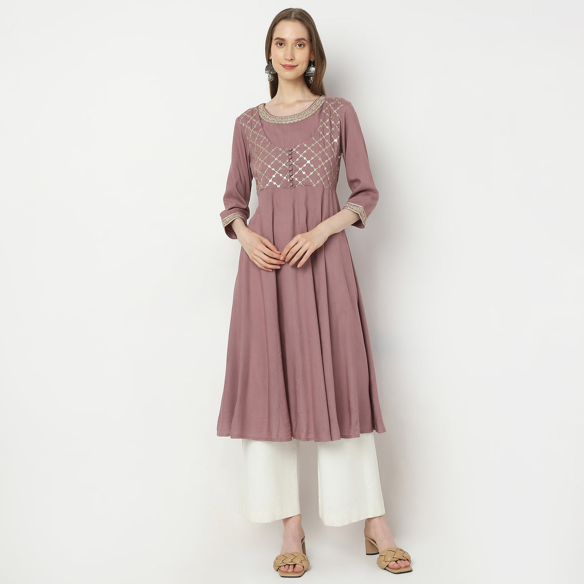 Flare Fit Embellished Kurta