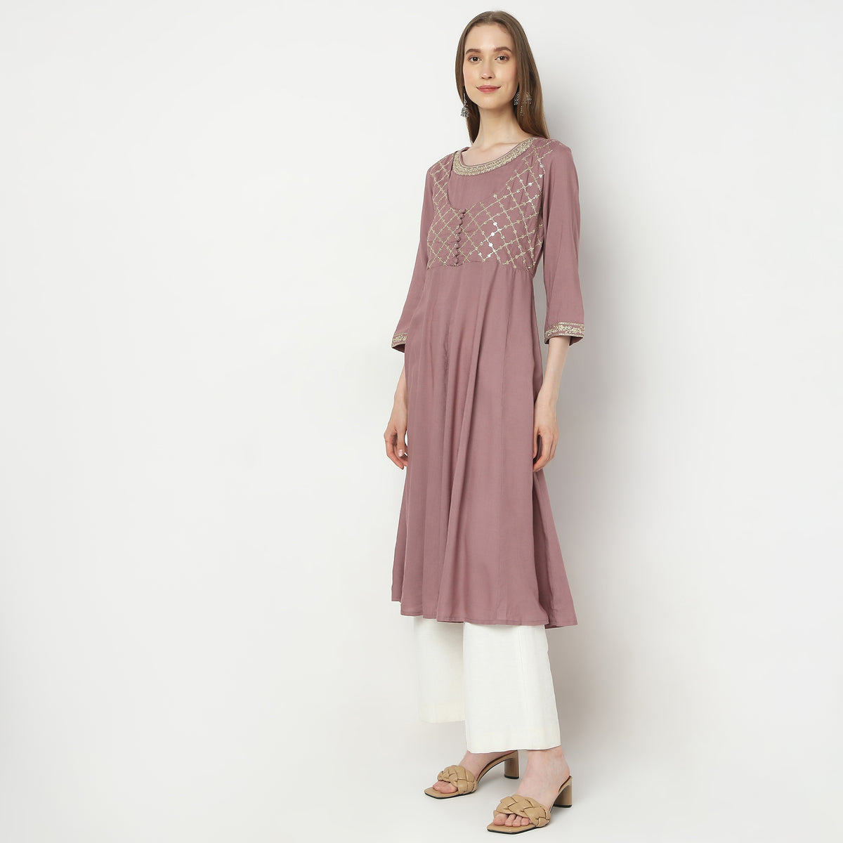 Flare Fit Embellished Kurta