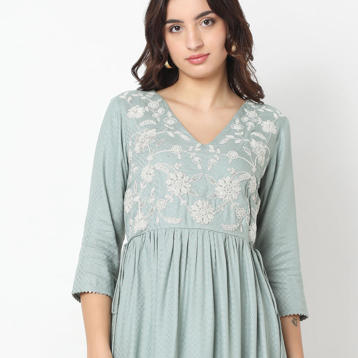 Flare Fit Embroidered Kurta