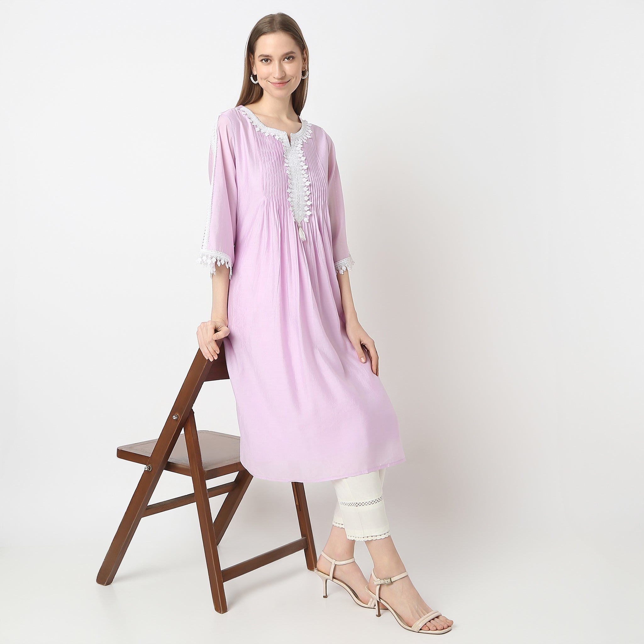 Flare Fit Solid Kurta