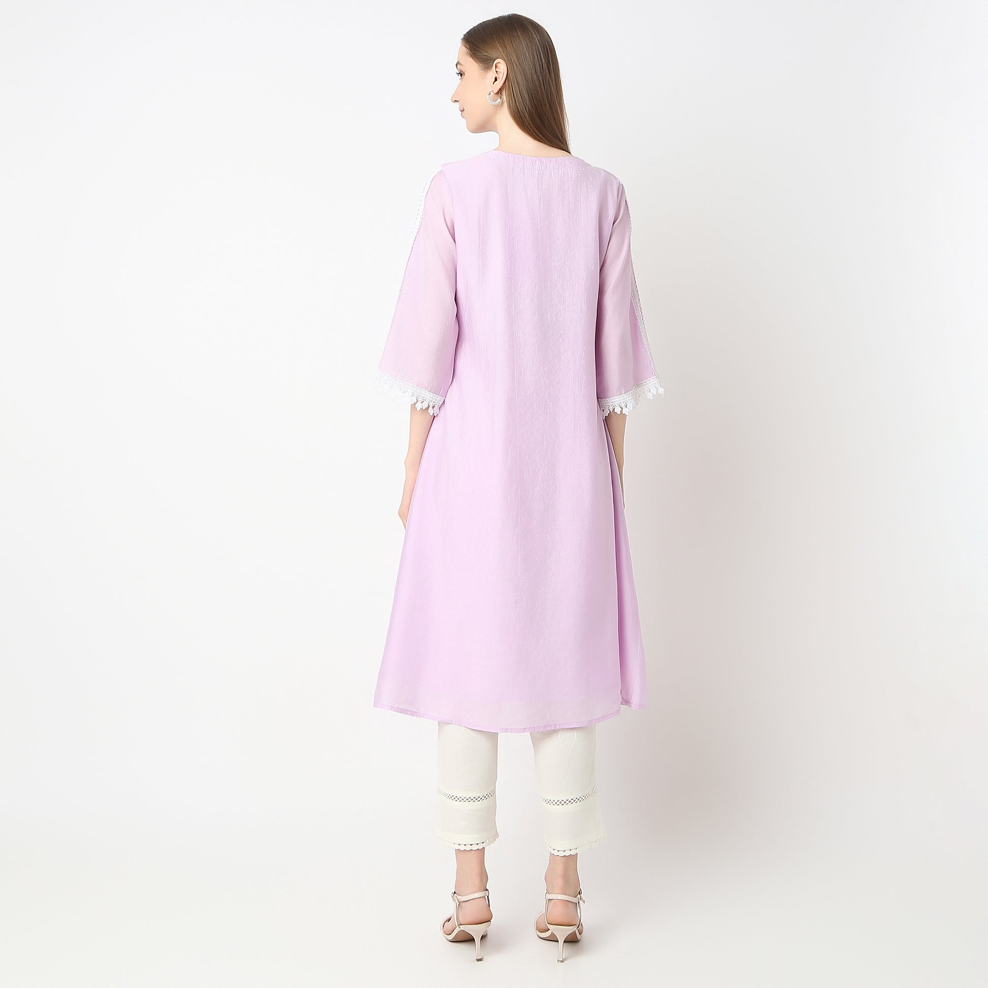 Flare Fit Solid Kurta