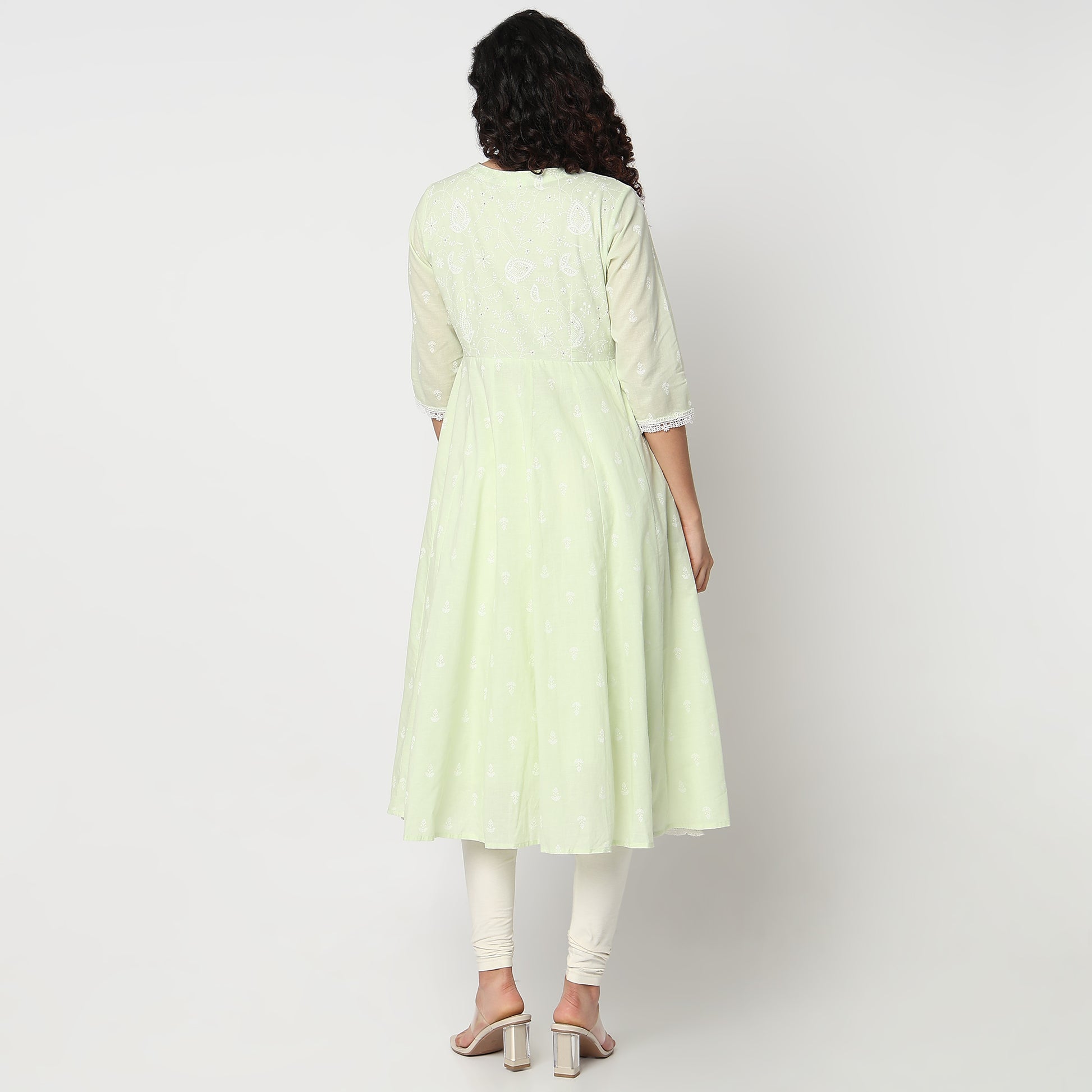 Flare Fit V-Neck Printed Kurta 