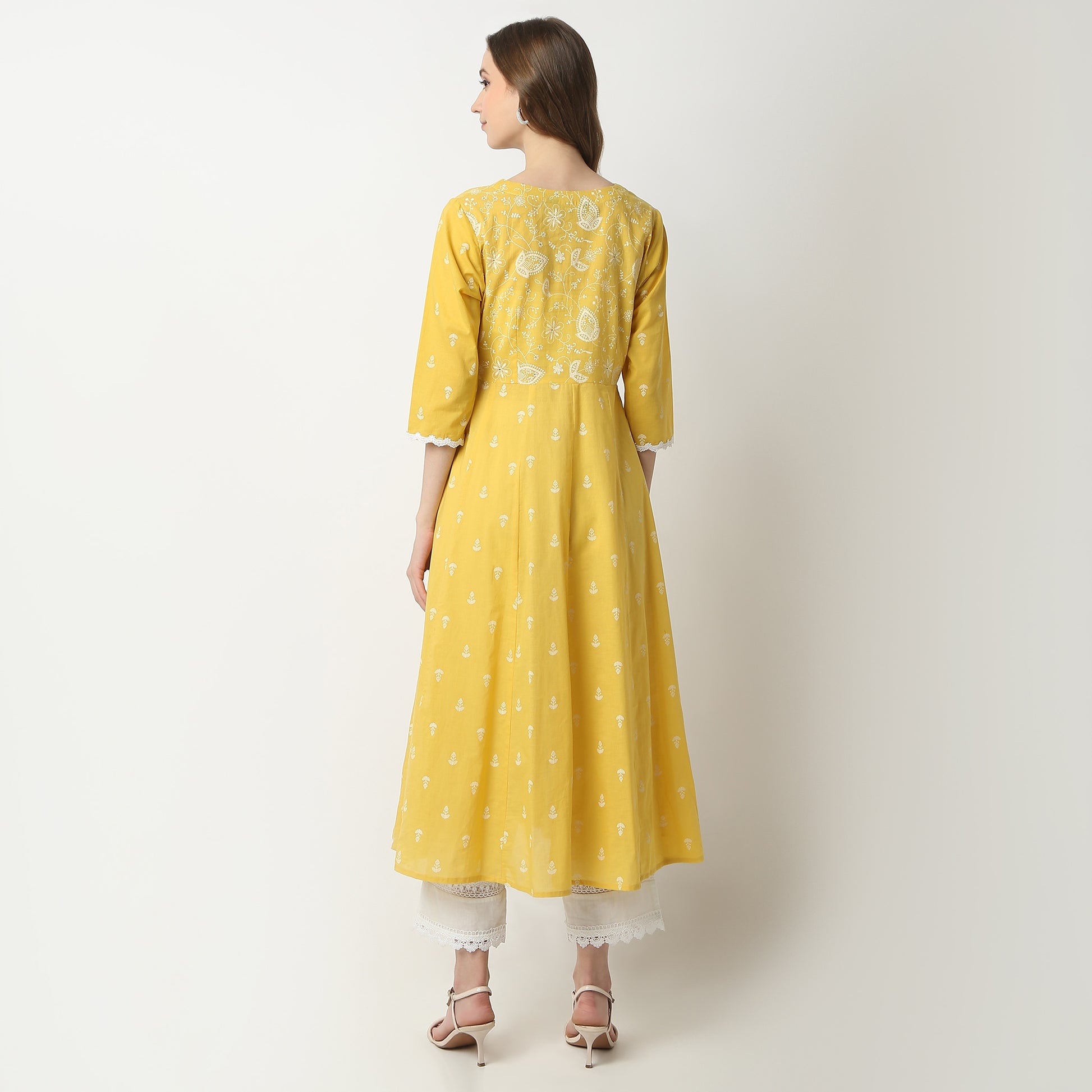 Flare Fit Printed V-Neck Kurta