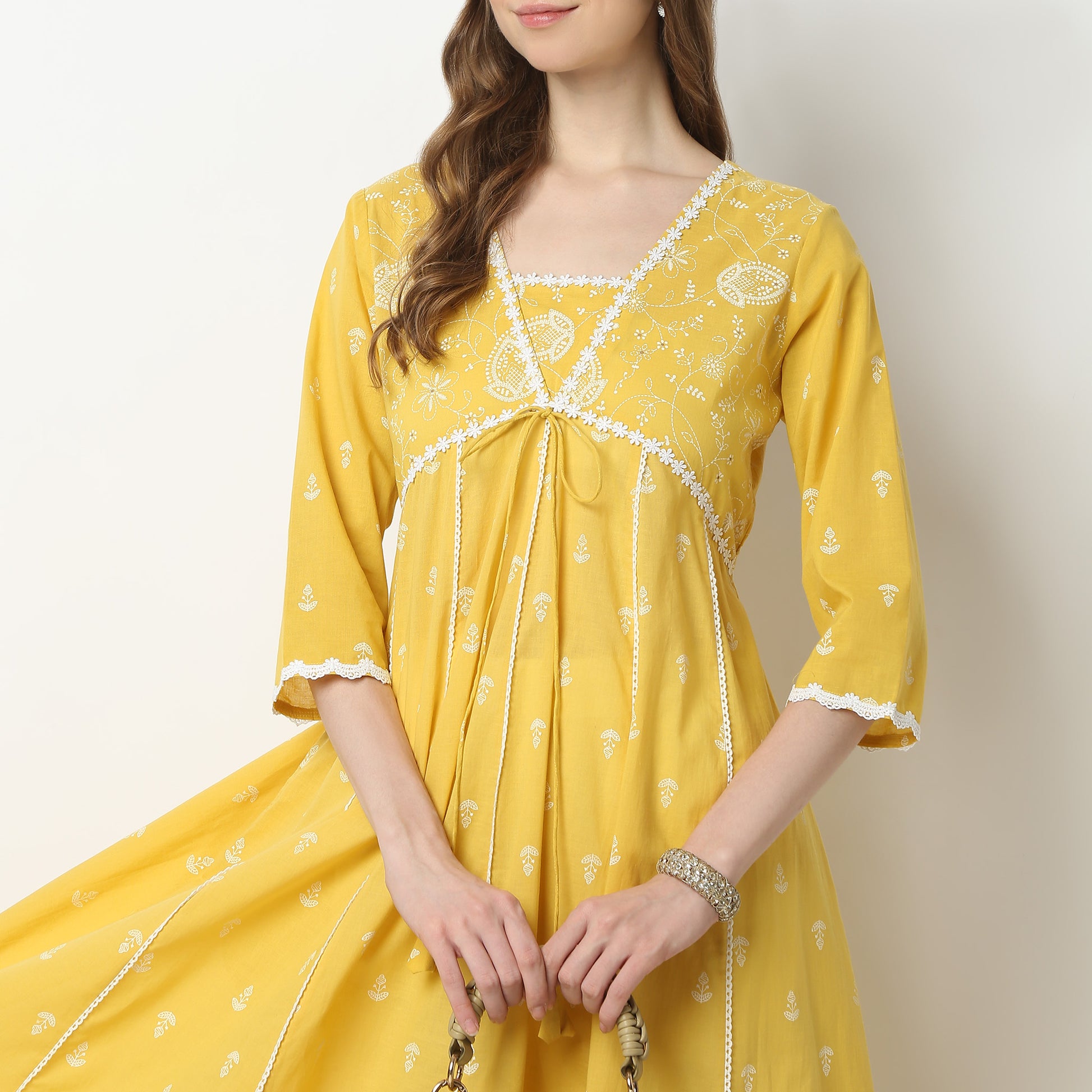 Flare Fit Printed V-Neck Kurta