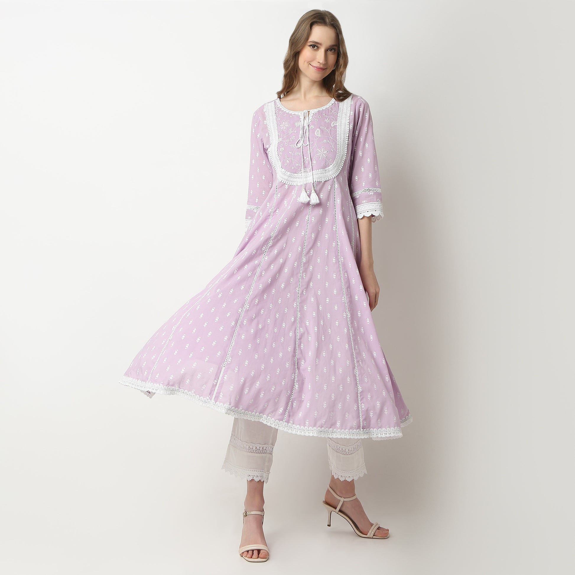 Flare Fit Printed Round Neck Kurta