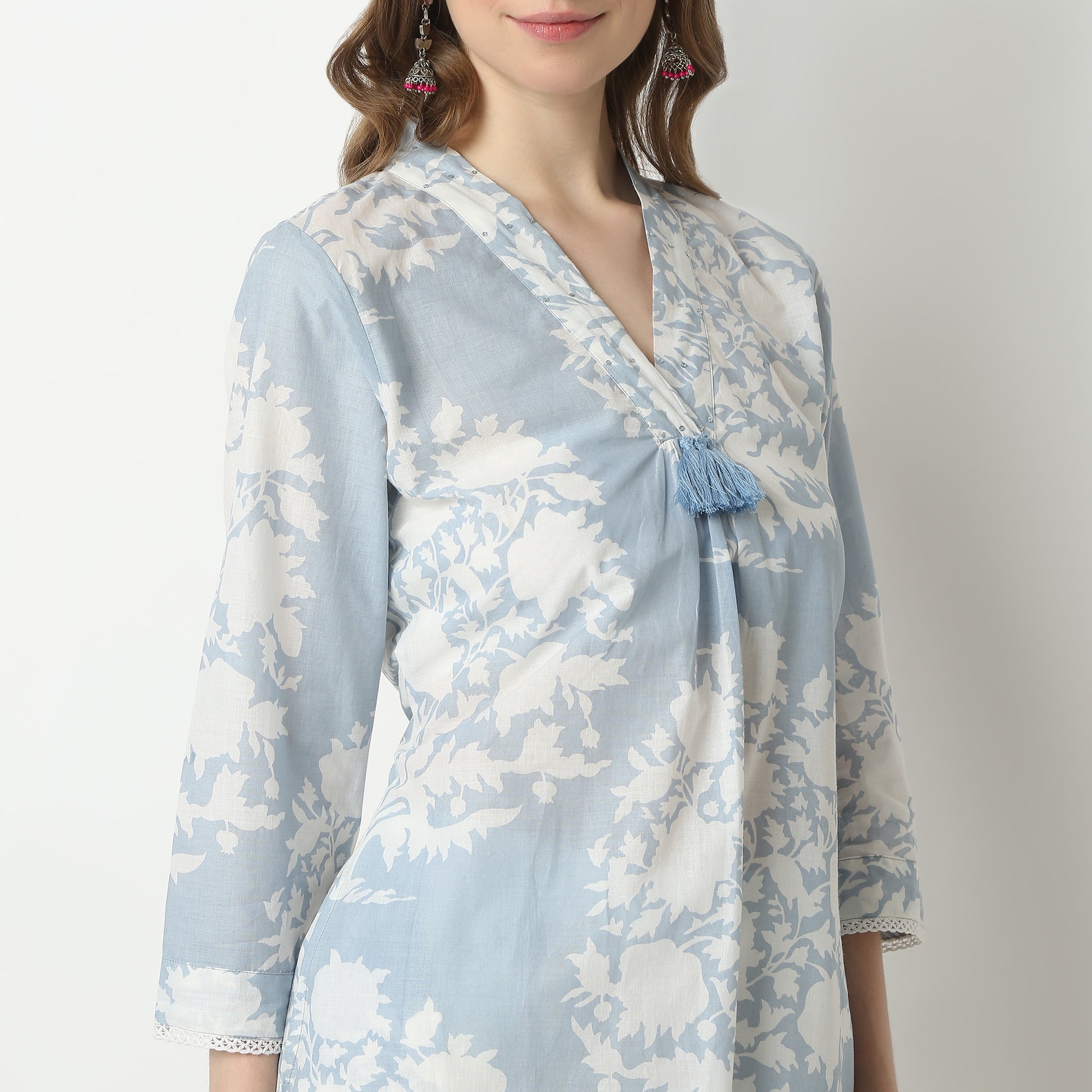 Flare Fit Printed V-Neck Kurta