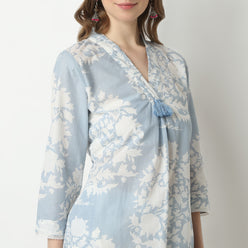 Flare Fit Printed V-Neck Kurta