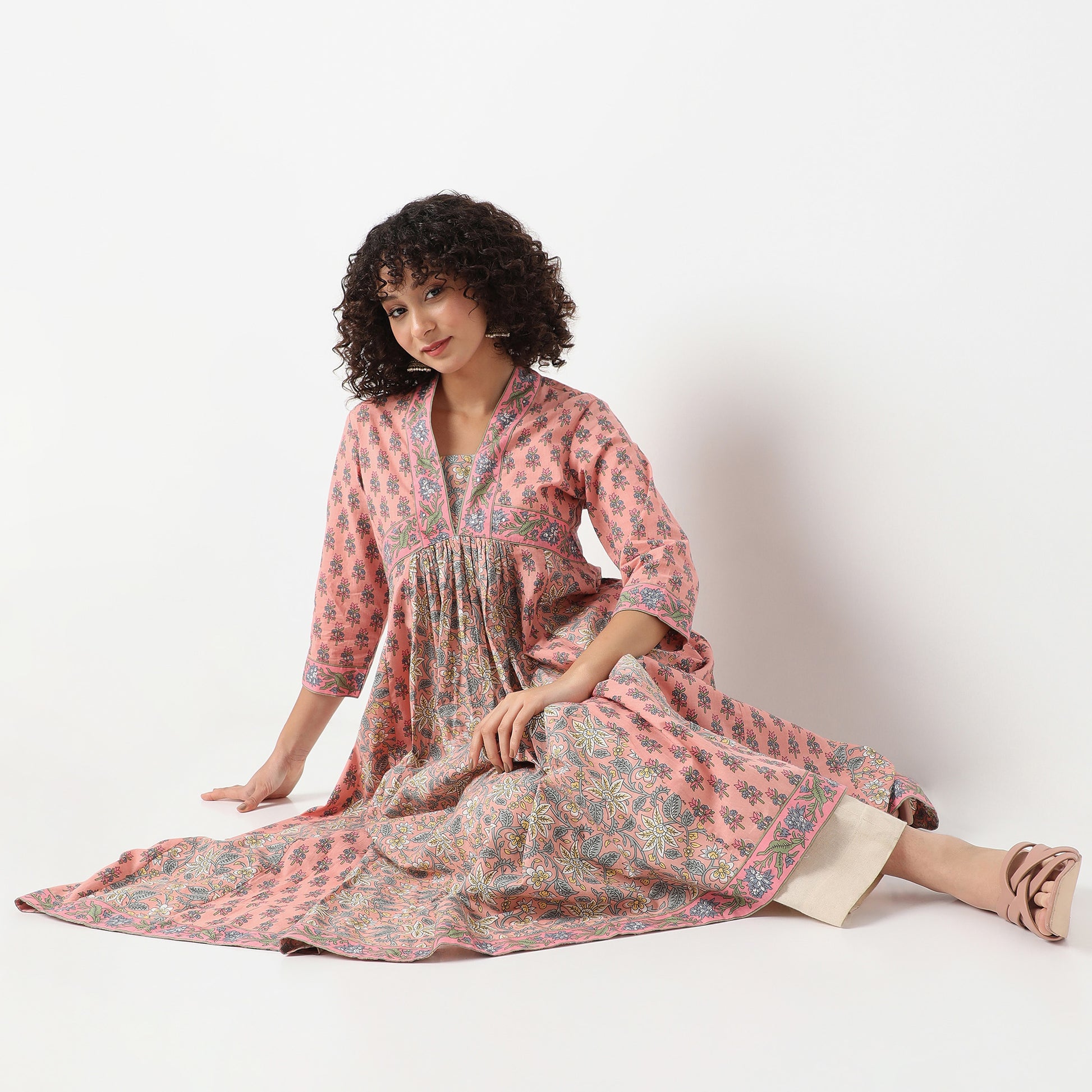 Flare Fit Printed V-Neck Kurta