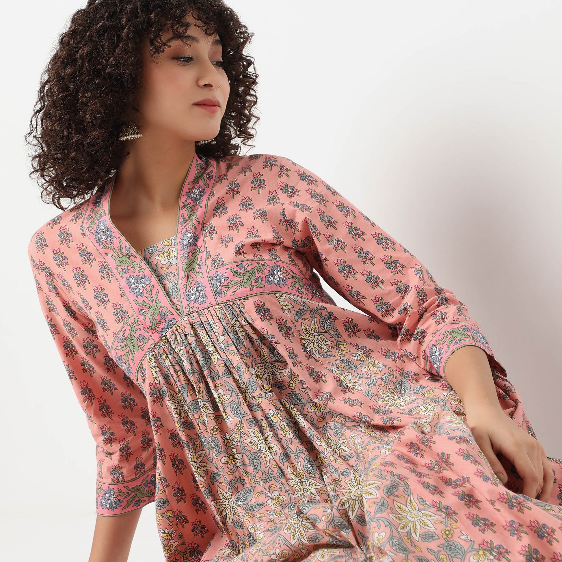 Flare Fit Printed V-Neck Kurta