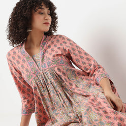 Flare Fit Printed V-Neck Kurta