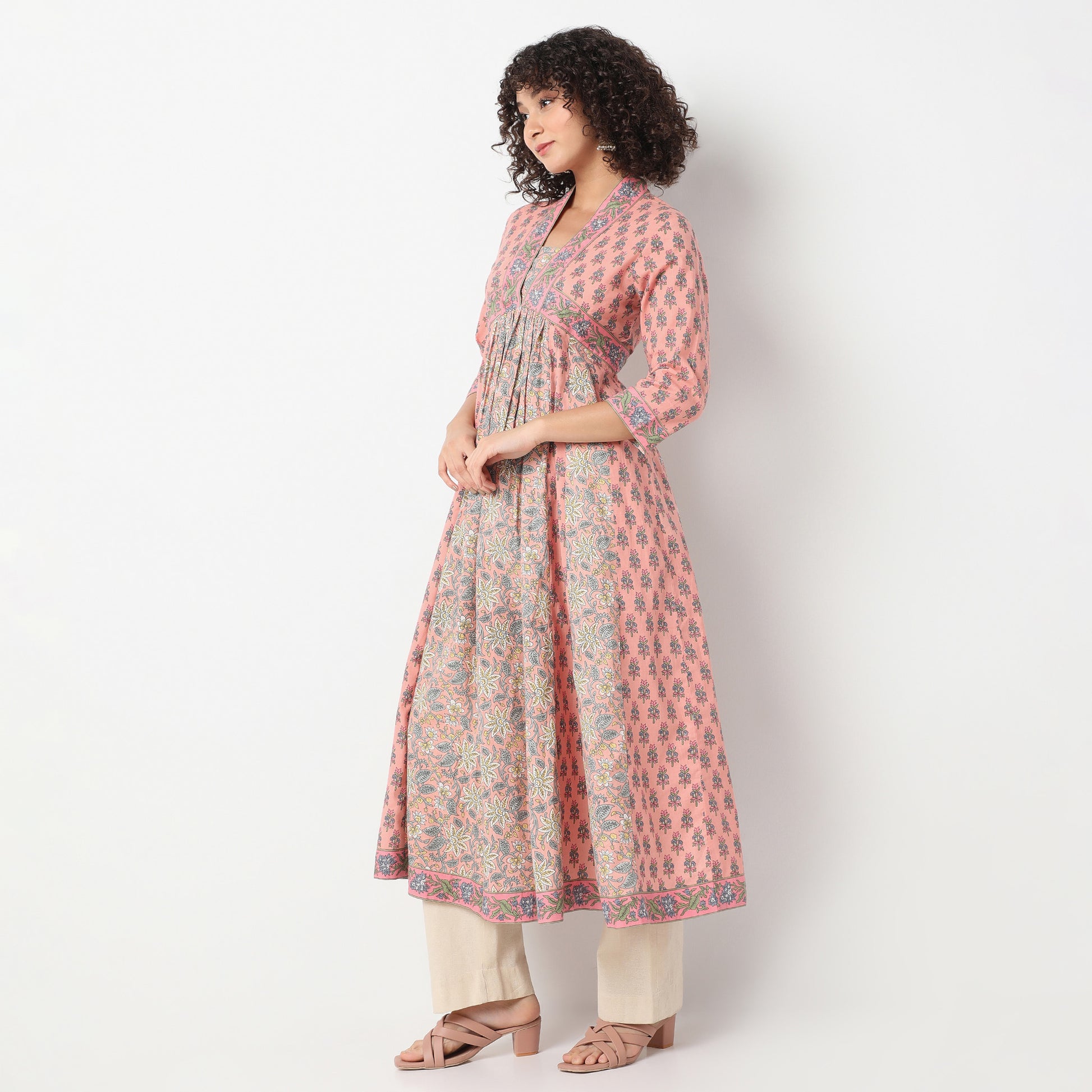 Flare Fit Printed V-Neck Kurta