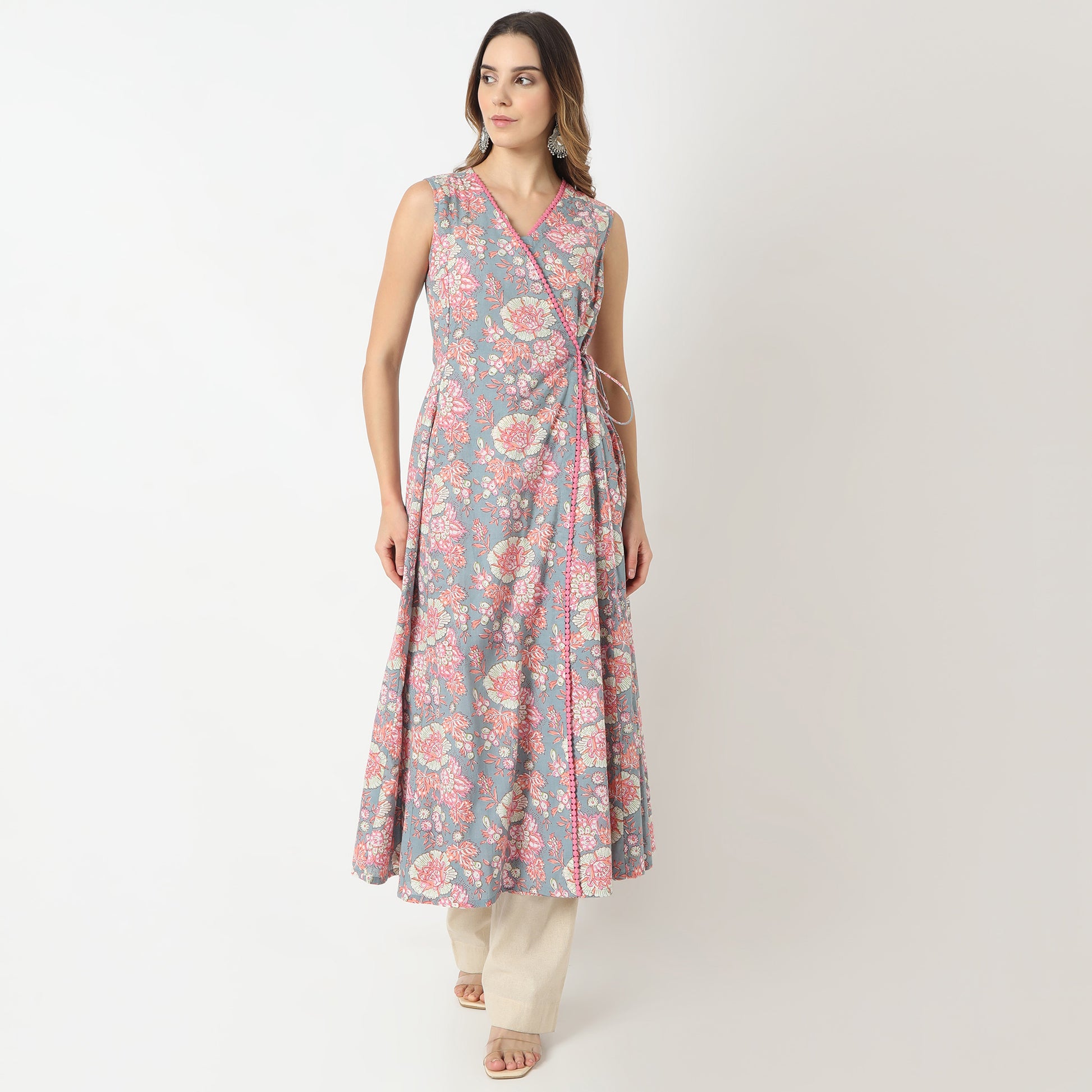 Flare Fit Printed V-Neck Kurta