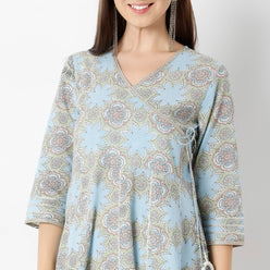 Flare Fit Printed V-Neck Kurta