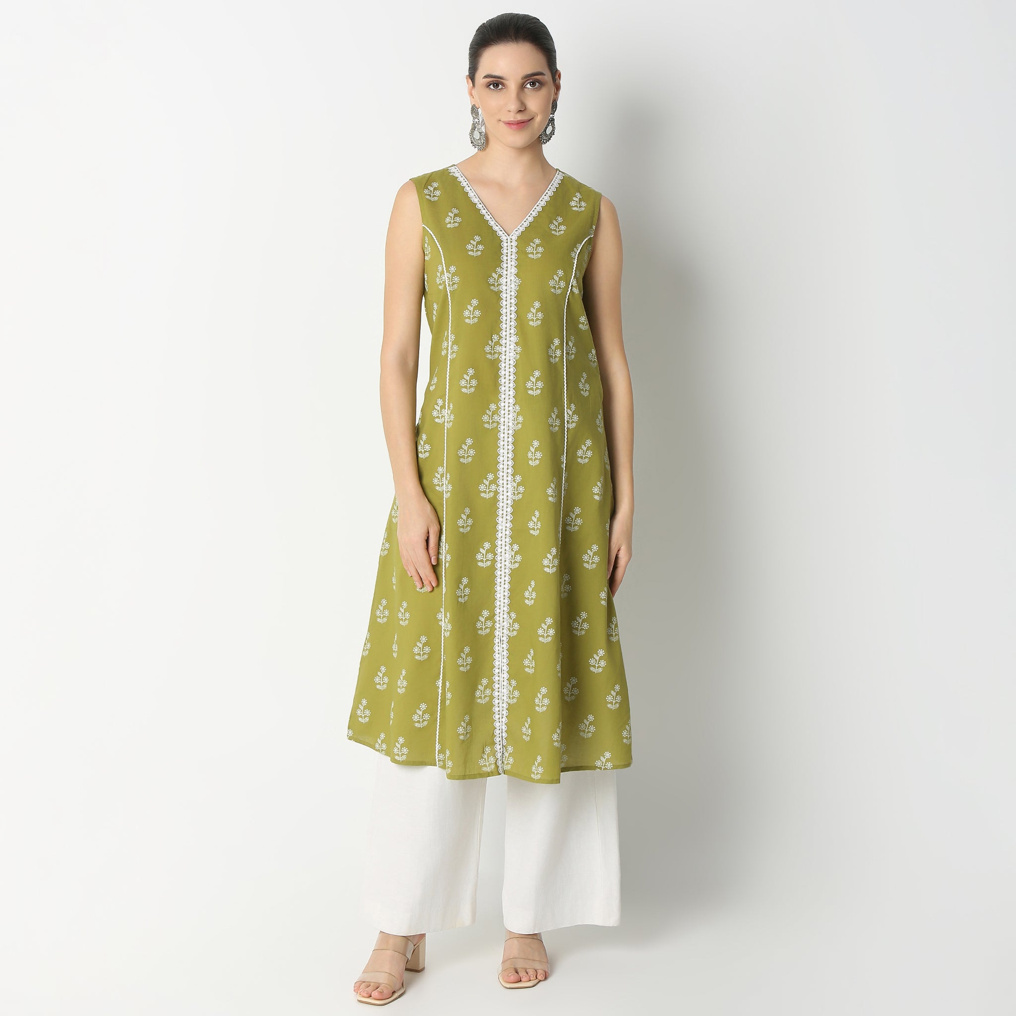 Flare Fit Embroidered Below Knee Kurta