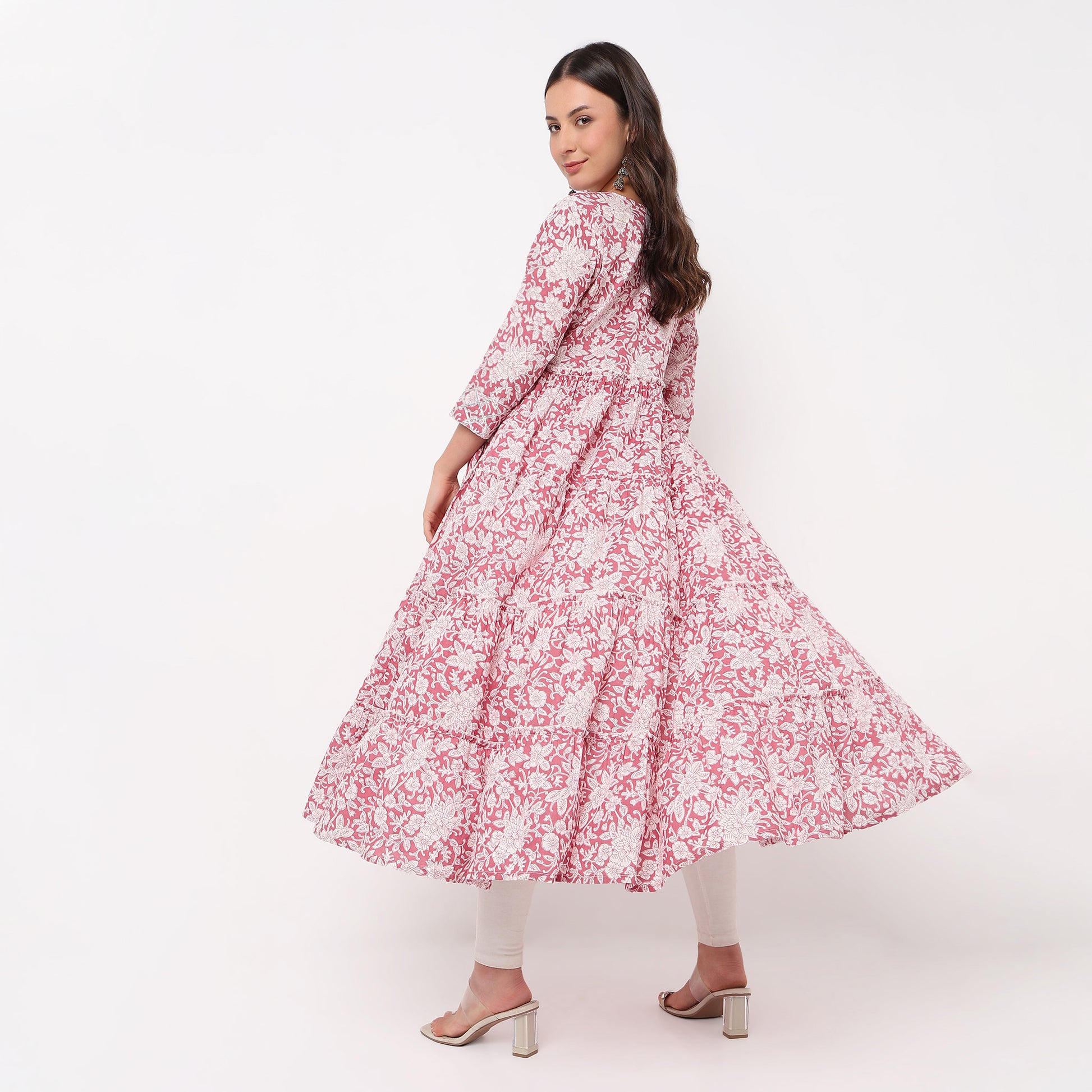 Flare Fit Printed Jacket Style Kurta 