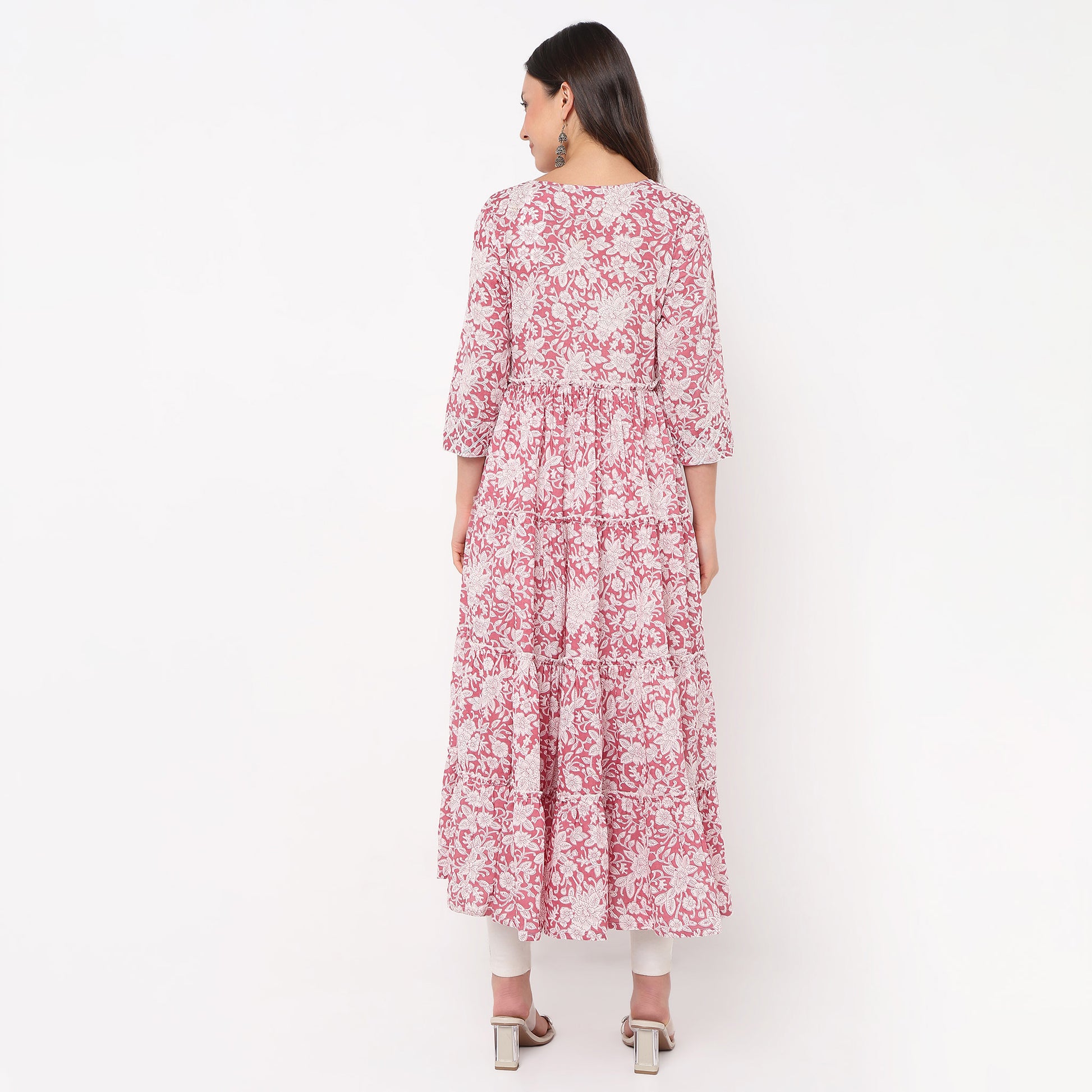 Flare Fit Printed Jacket Style Kurta 