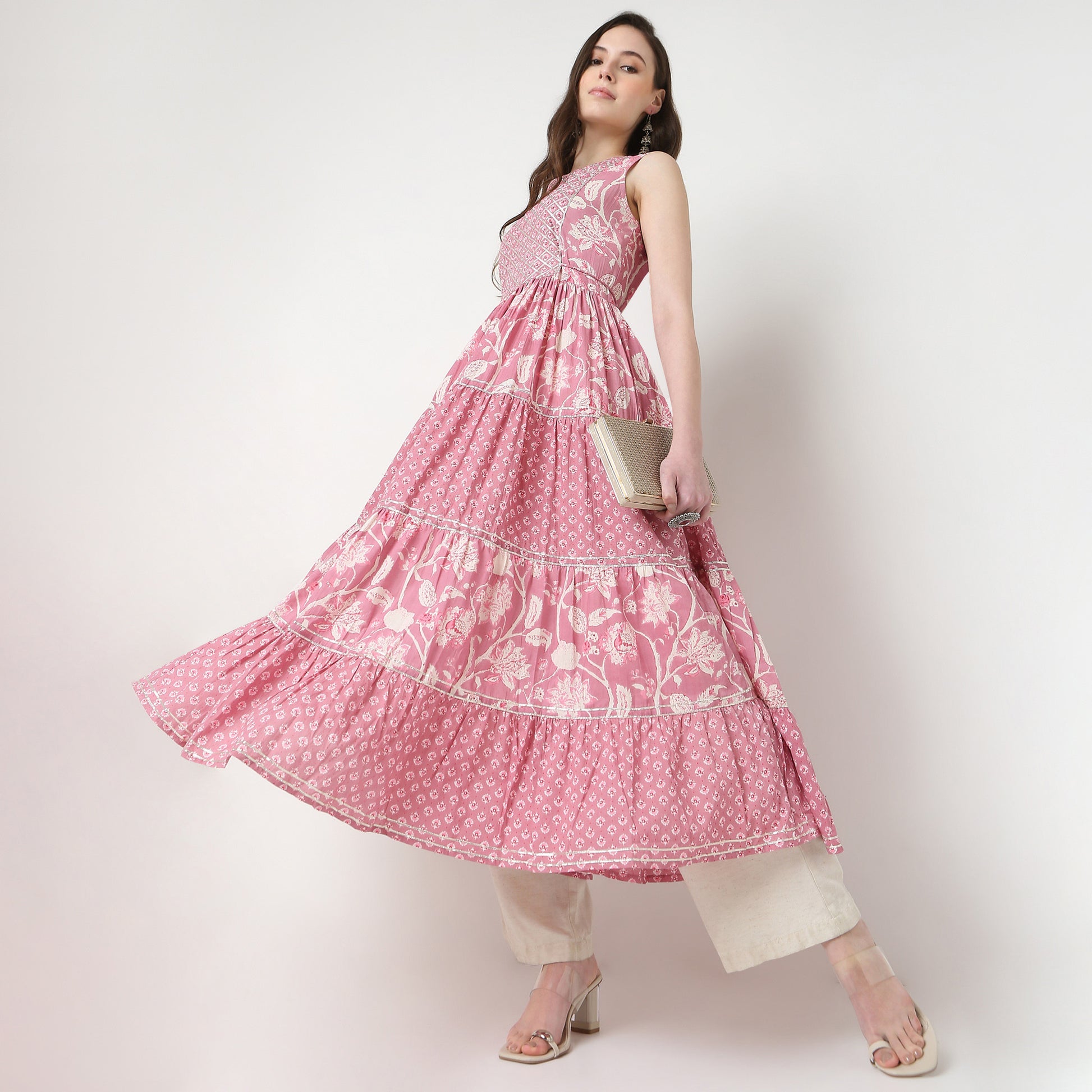 Cotton Printed Tired Kurta