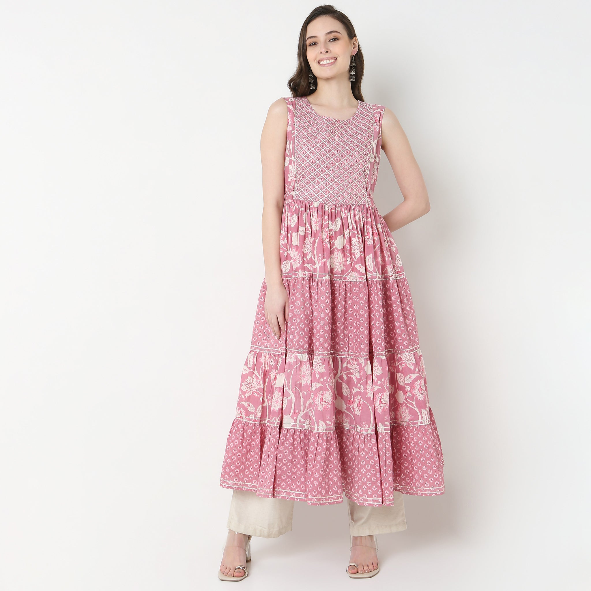 Cotton Printed Tired Kurta