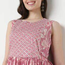 Cotton Printed Tired Kurta