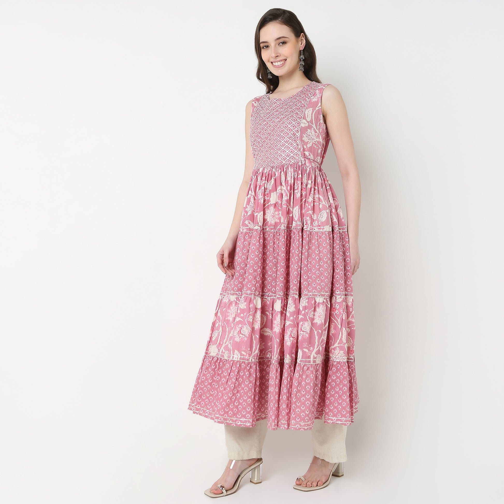 Cotton Printed Tired Kurta