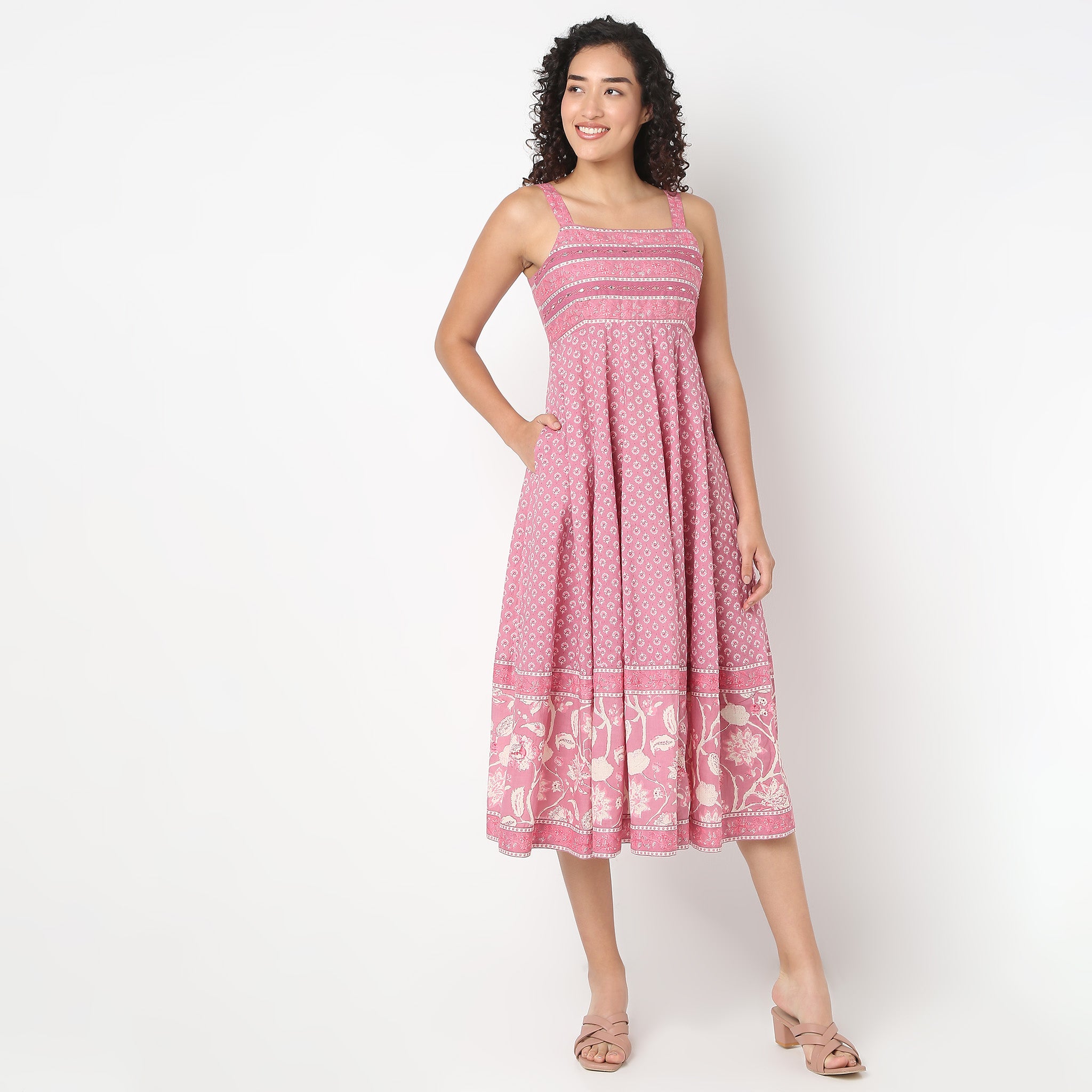 Flare Fit Sleeveless Embroiderd Dress