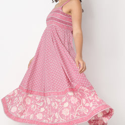 Flare Fit Sleeveless Embroiderd Dress