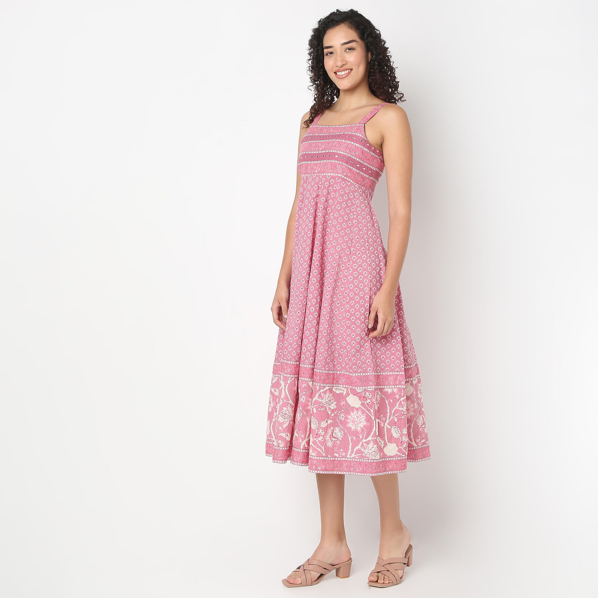 Flare Fit Sleeveless Embroiderd Dress