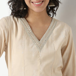 Embellished Viscose Silk Kurta