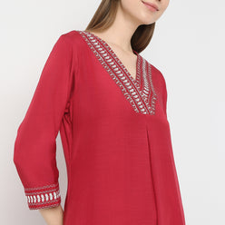 Flare Fit Embroidered Kurta