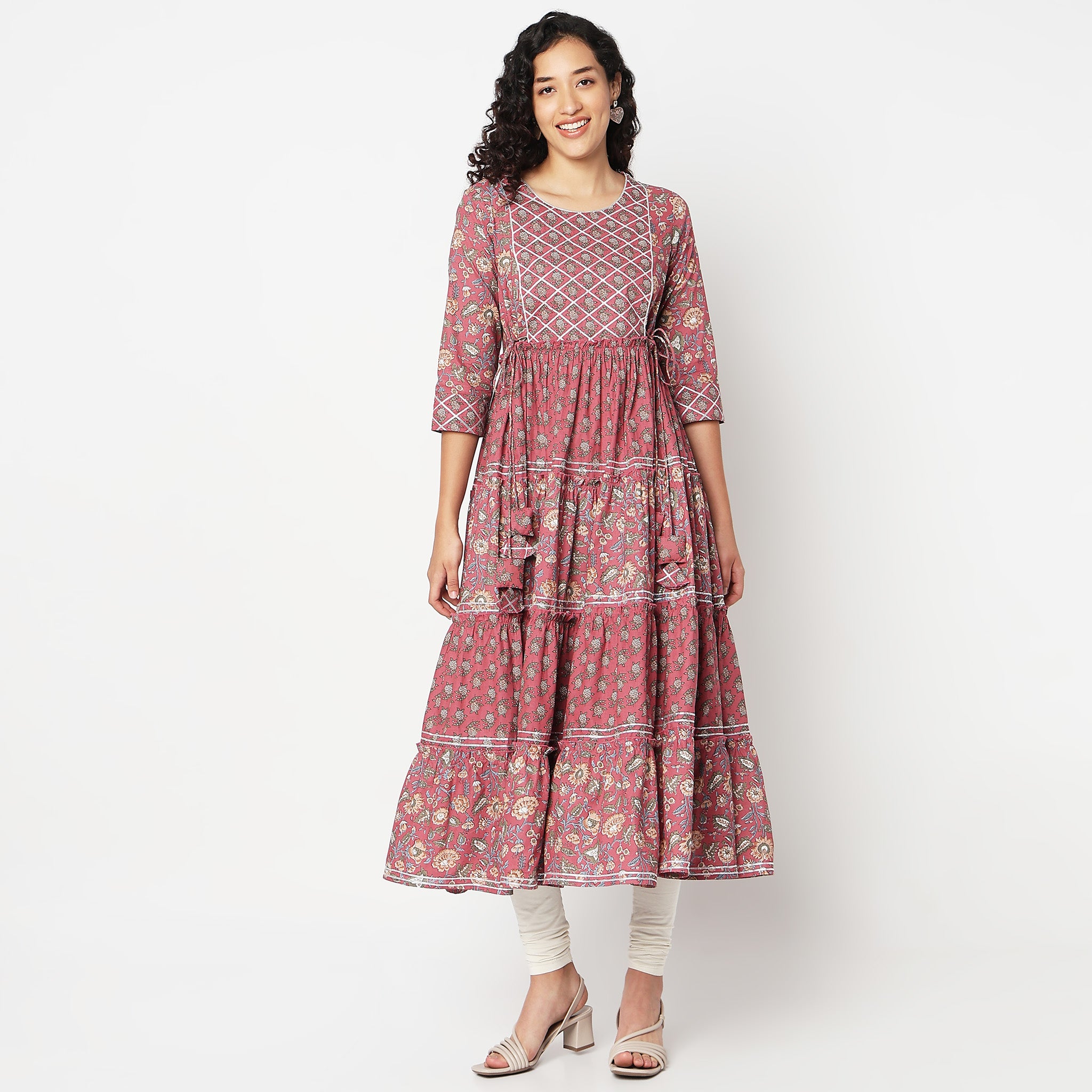 Flare Fit Round Neck Printed Kurta 