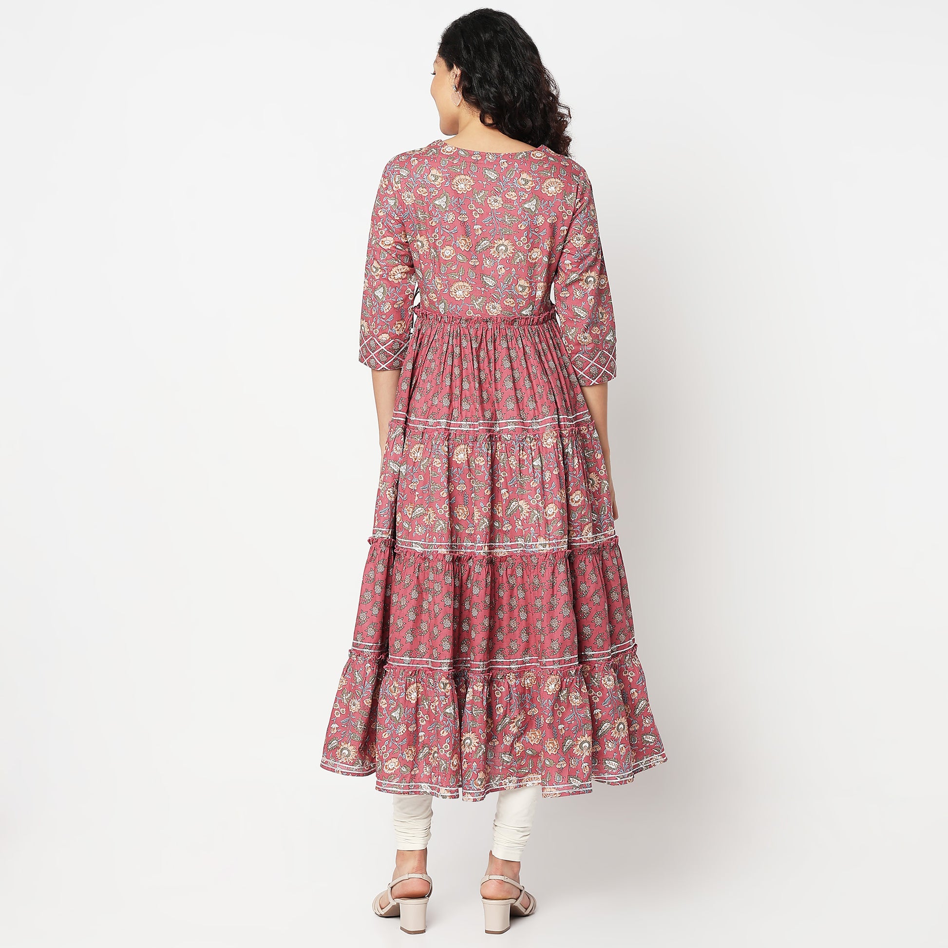 Flare Fit Round Neck Printed Kurta 