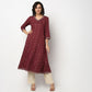 Buy Women Flare Fit Printed Three-Fourth Sleeve Kurta  - Style Union