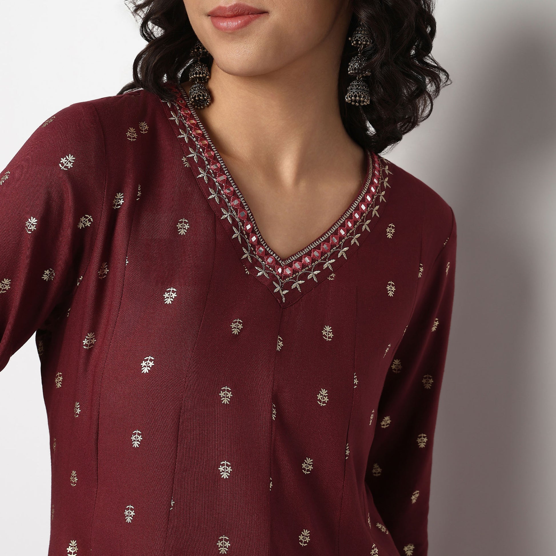 Buy Women Flare Fit Printed Three-Fourth Sleeve Kurta  - Style Union