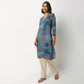 Buy Women Straight Fit Printed Three-Fourth Sleeve Kurta  - Style Union